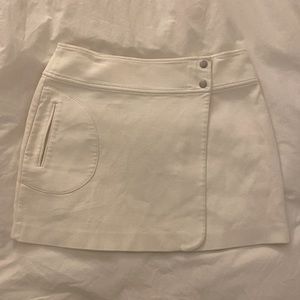 Theory White Cotton Wrap Miniskirt